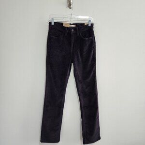 Levi's 724 High Rise Straight Corduroy Pants 28 Black NWT